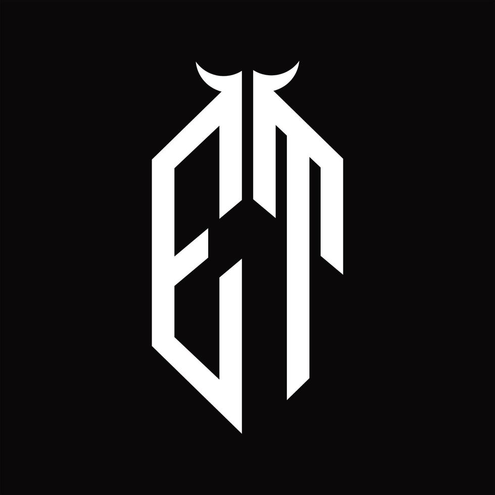 et logo monogramme avec modèle de conception noir et blanc isolé en forme de corne vecteur