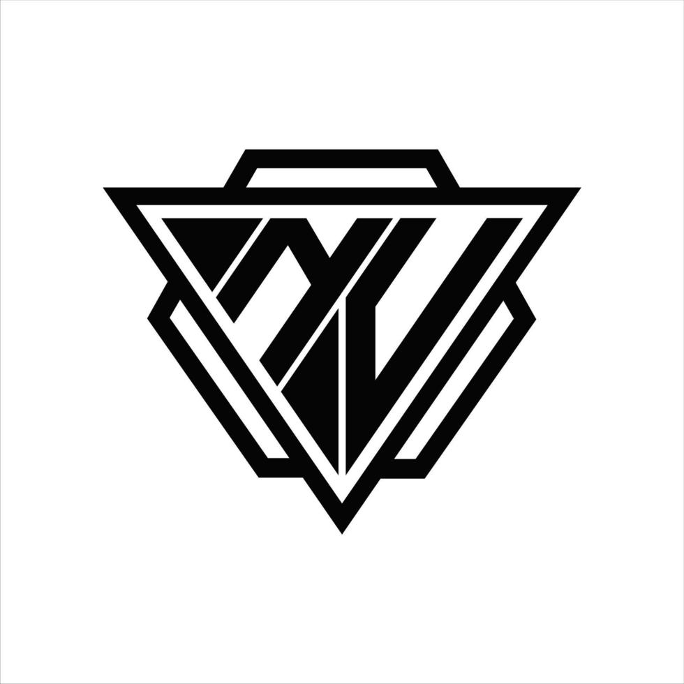 monogramme du logo nv avec modèle triangle et hexagone vecteur