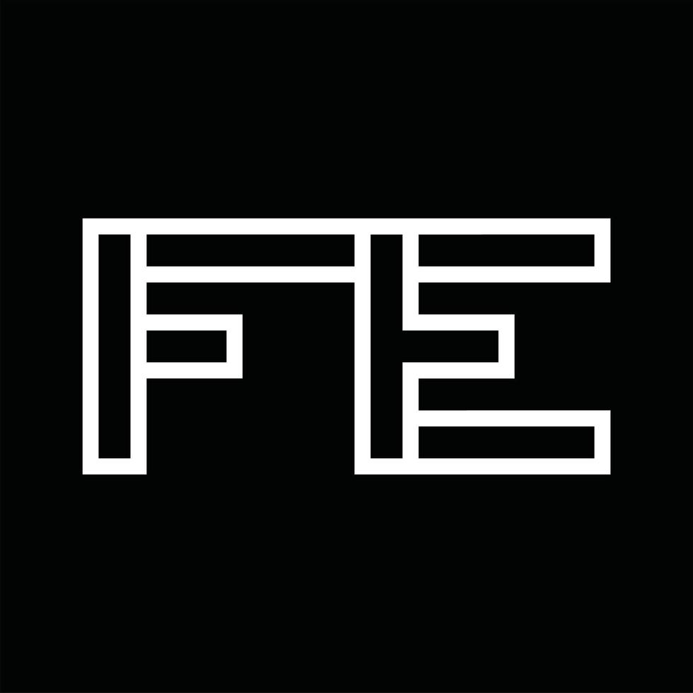 monogramme du logo fe avec espace négatif de style de ligne vecteur