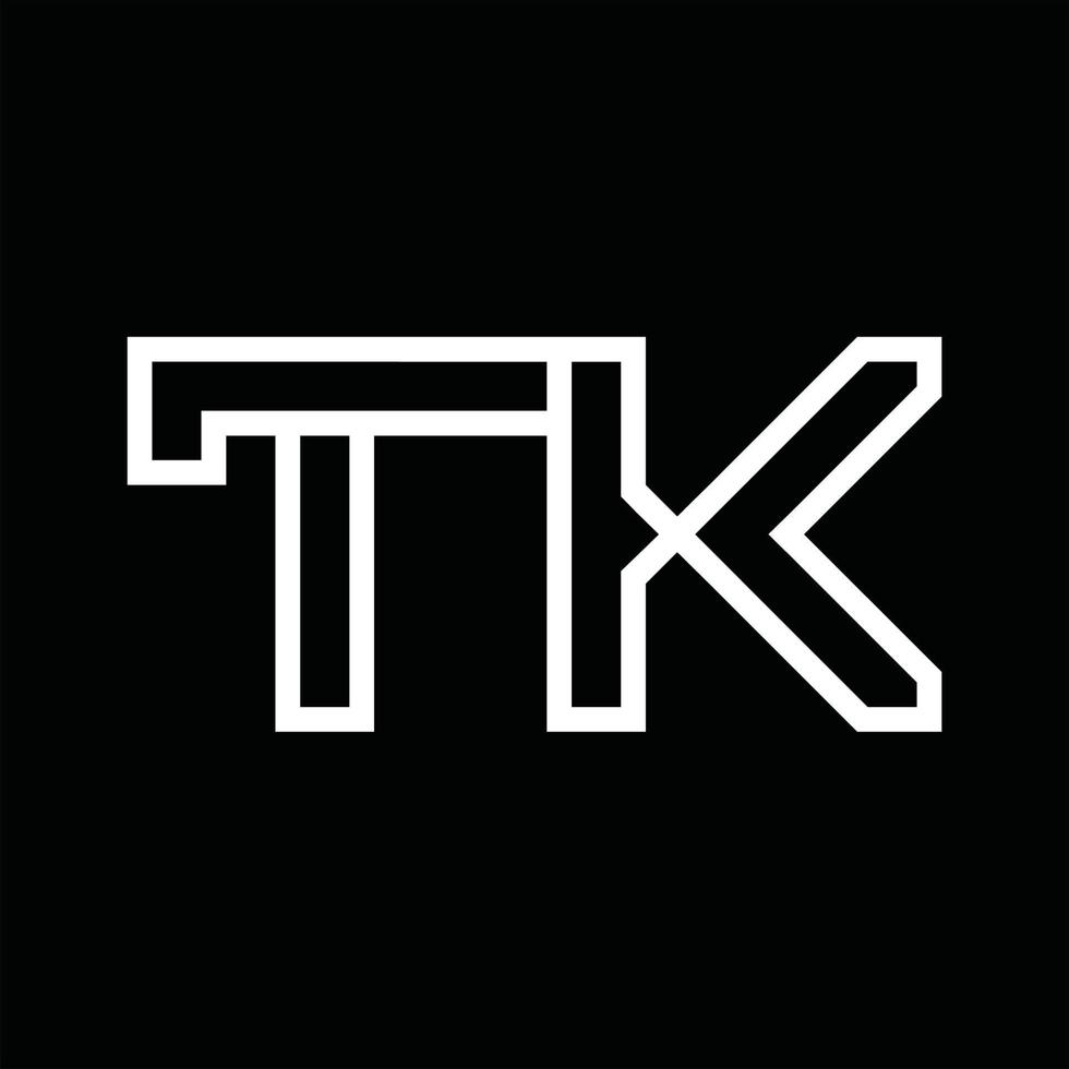 monogramme du logo tk avec espace négatif de style de ligne vecteur