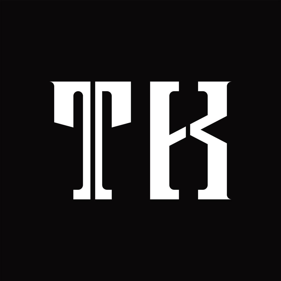 monogramme du logo tk avec modèle de conception de tranche moyenne vecteur