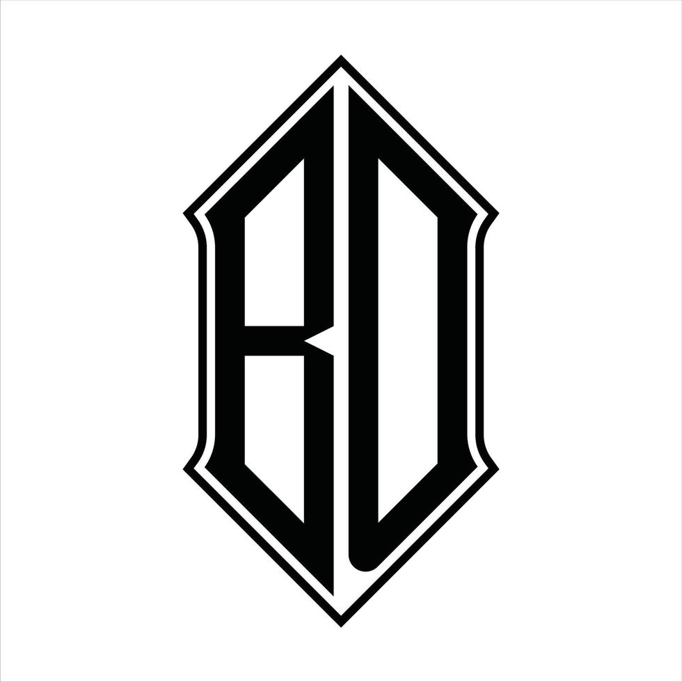 monogramme de logo bd avec forme de bouclier et modèle de conception de contour icône vectorielle abstraite vecteur