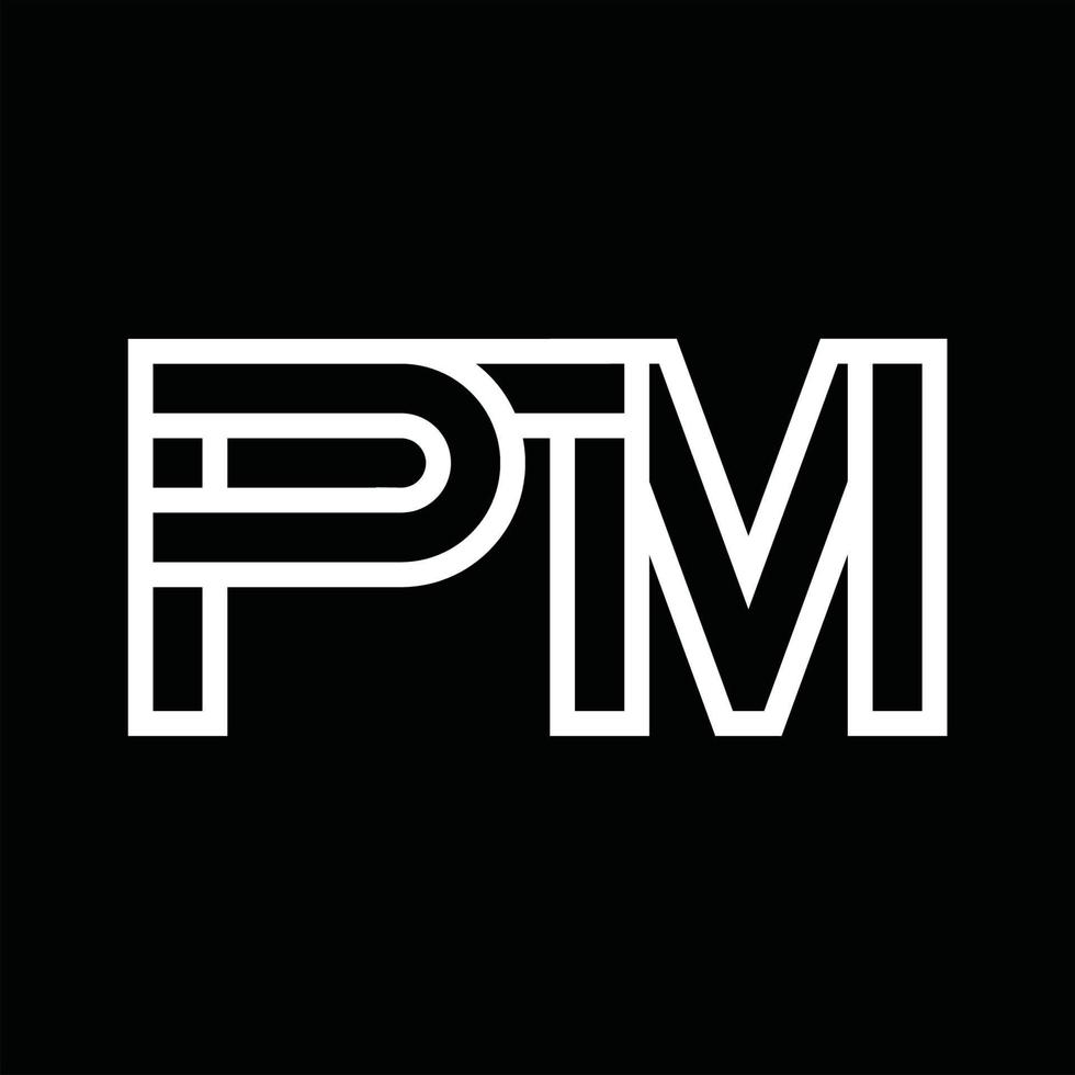 monogramme du logo pm avec espace négatif de style de ligne vecteur