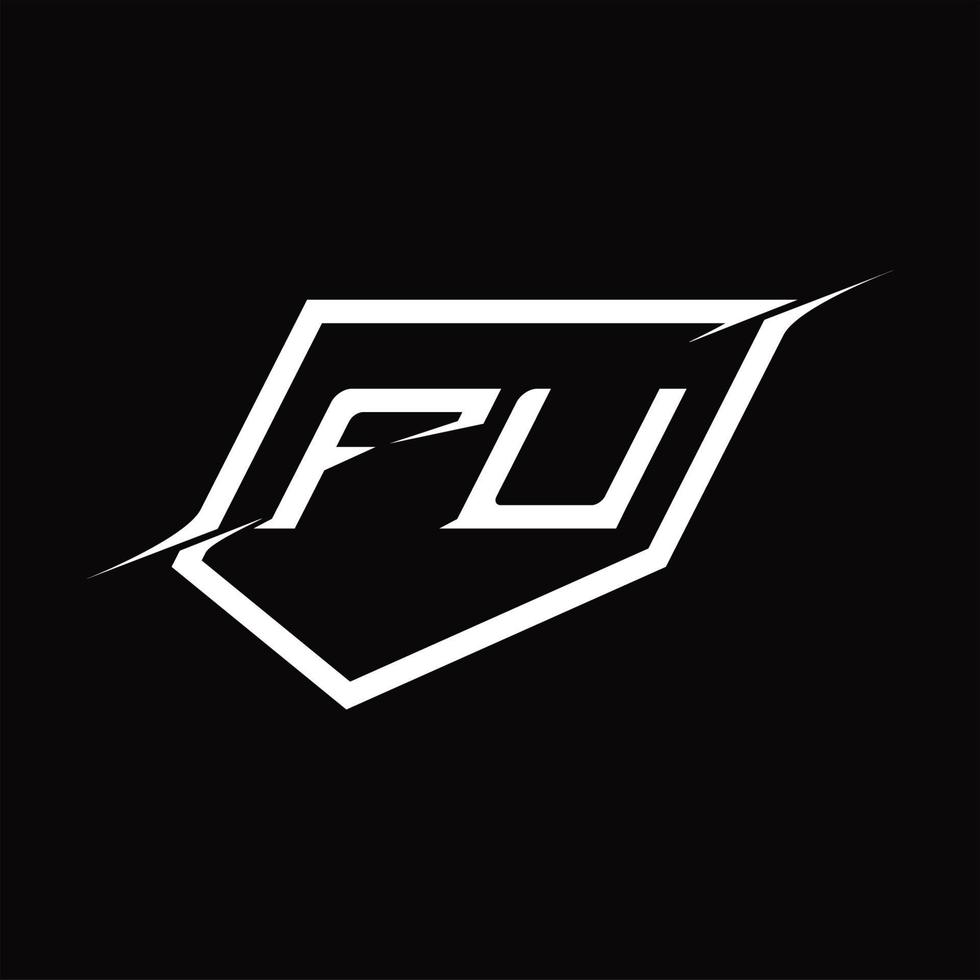 lettre de monogramme du logo fu avec un design de style bouclier et tranche vecteur