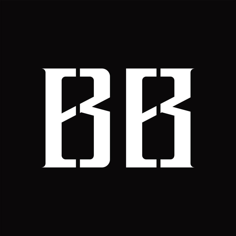 monogramme du logo bb avec modèle de conception de tranche moyenne vecteur