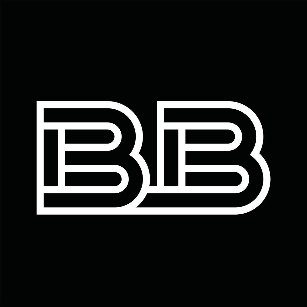 monogramme du logo bb avec espace négatif de style de ligne vecteur
