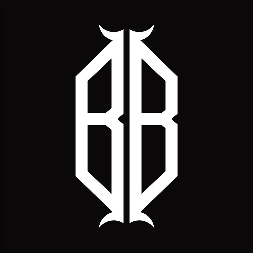 monogramme du logo bb avec modèle de conception en forme de corne vecteur