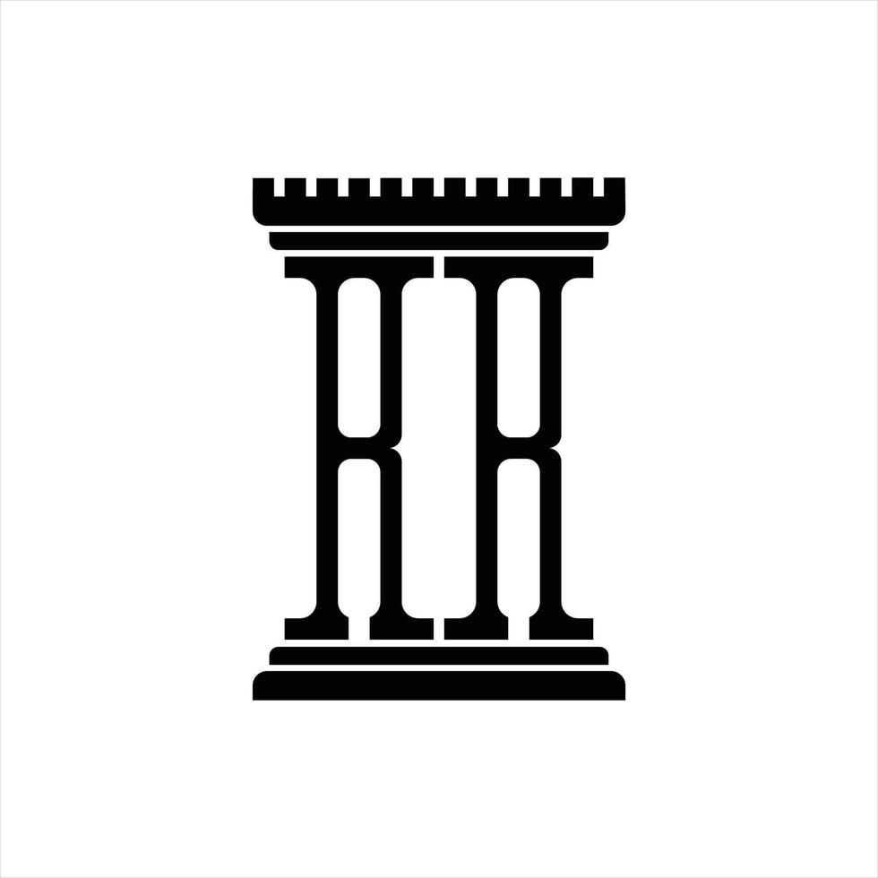 monogramme du logo rr avec modèle de conception en forme de pilier vecteur
