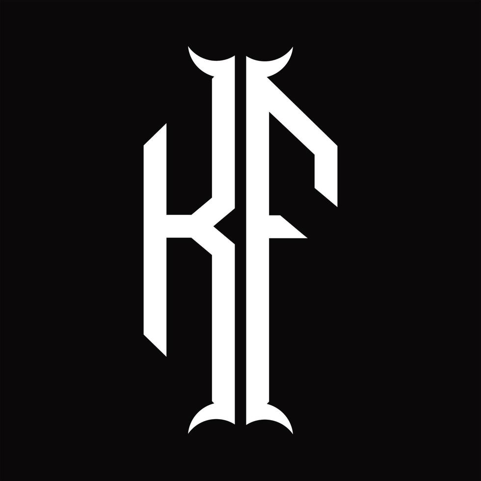 monogramme du logo kf avec modèle de conception en forme de corne vecteur