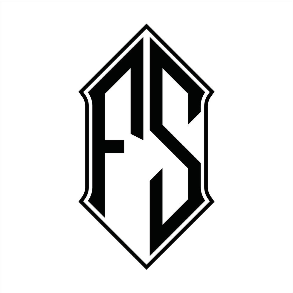 monogramme de logo fs avec forme de bouclier et modèle de conception de contour icône vectorielle abstraite vecteur