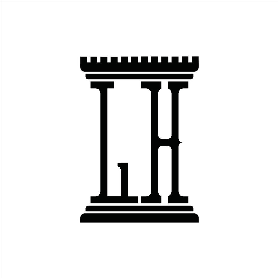 monogramme de logo lh avec modèle de conception en forme de pilier vecteur