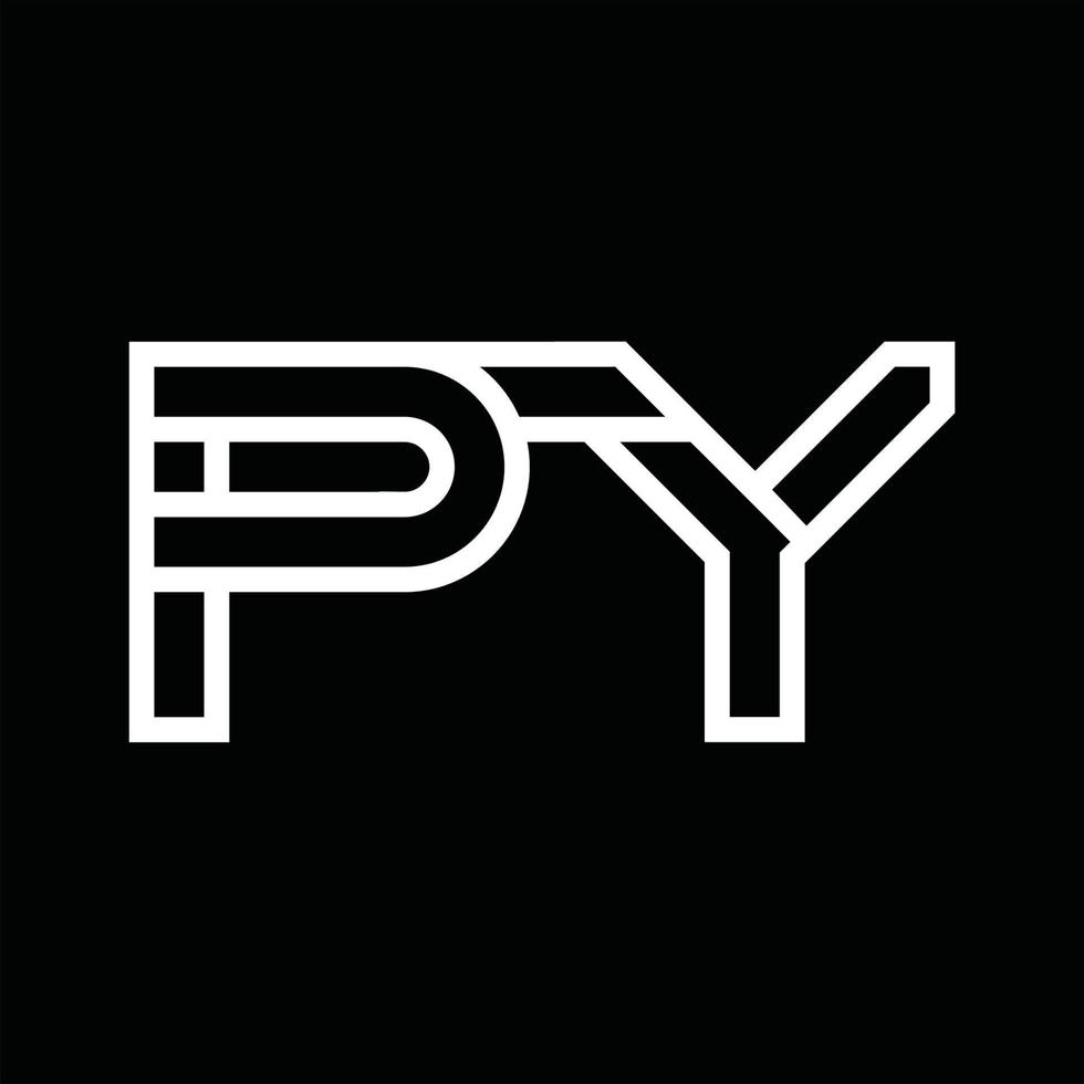 monogramme du logo py avec espace négatif de style de ligne vecteur