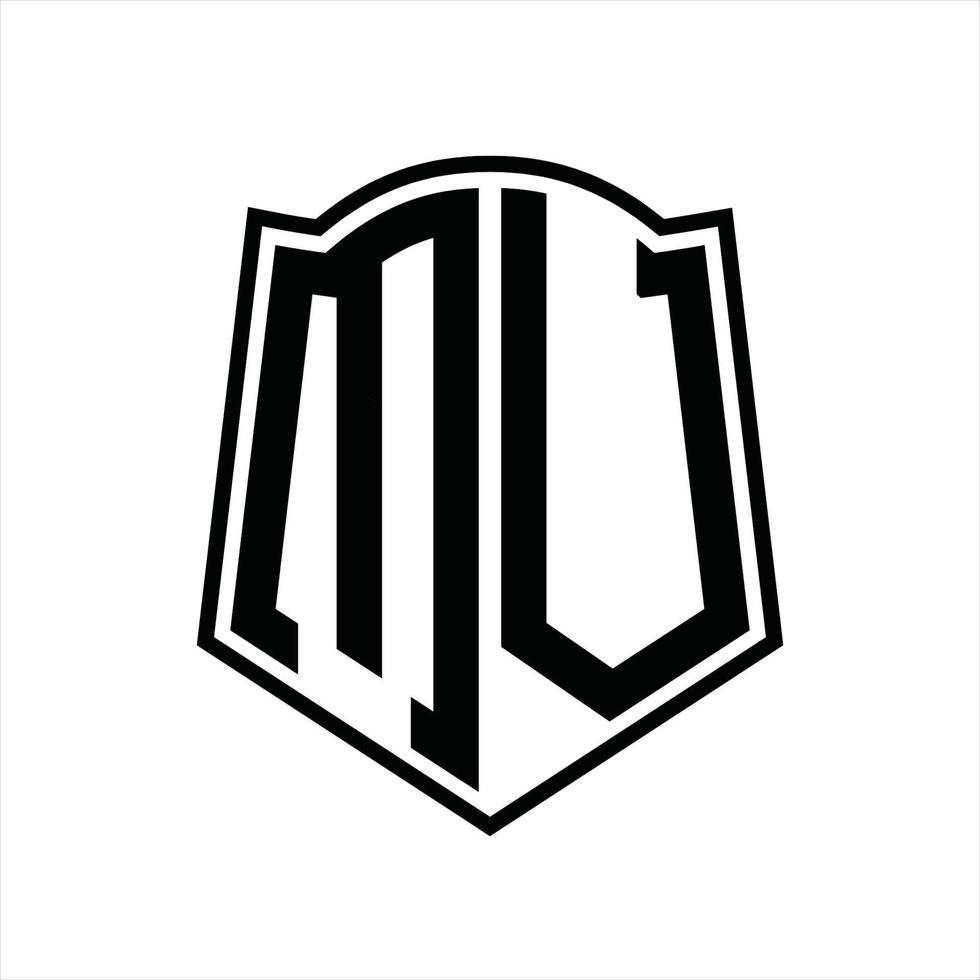 monogramme de logo mv avec modèle de conception de contour en forme de bouclier vecteur