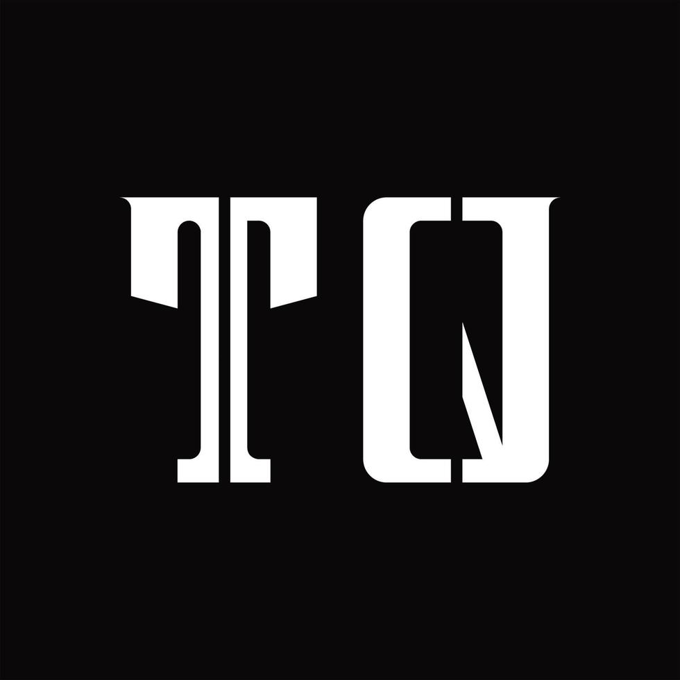 monogramme du logo tq avec modèle de conception de tranche moyenne vecteur