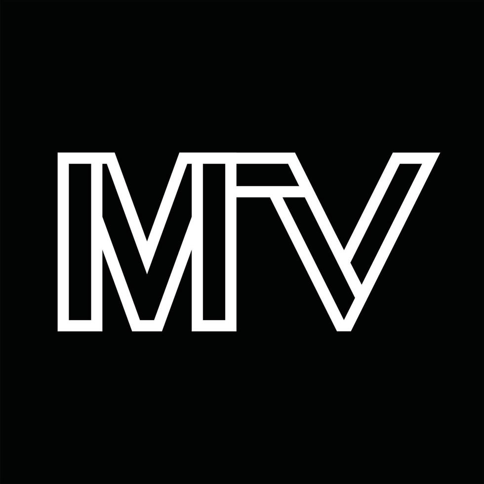 monogramme du logo mv avec espace négatif de style de ligne vecteur
