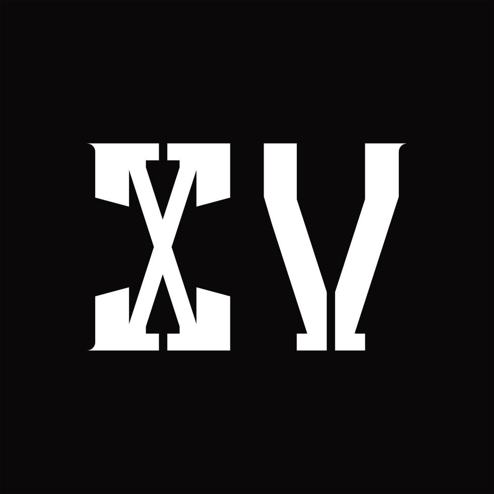 monogramme de logo xv avec modèle de conception de tranche moyenne vecteur