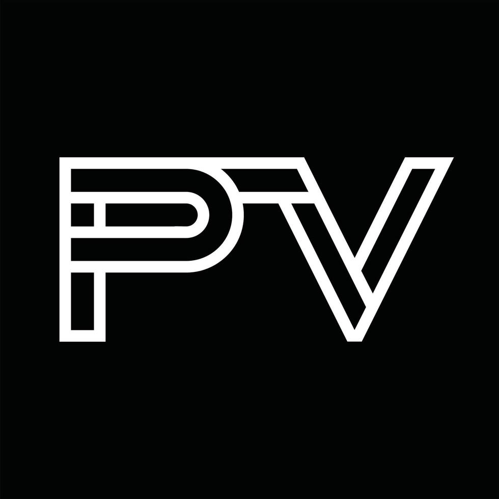 monogramme du logo pv avec espace négatif de style de ligne vecteur