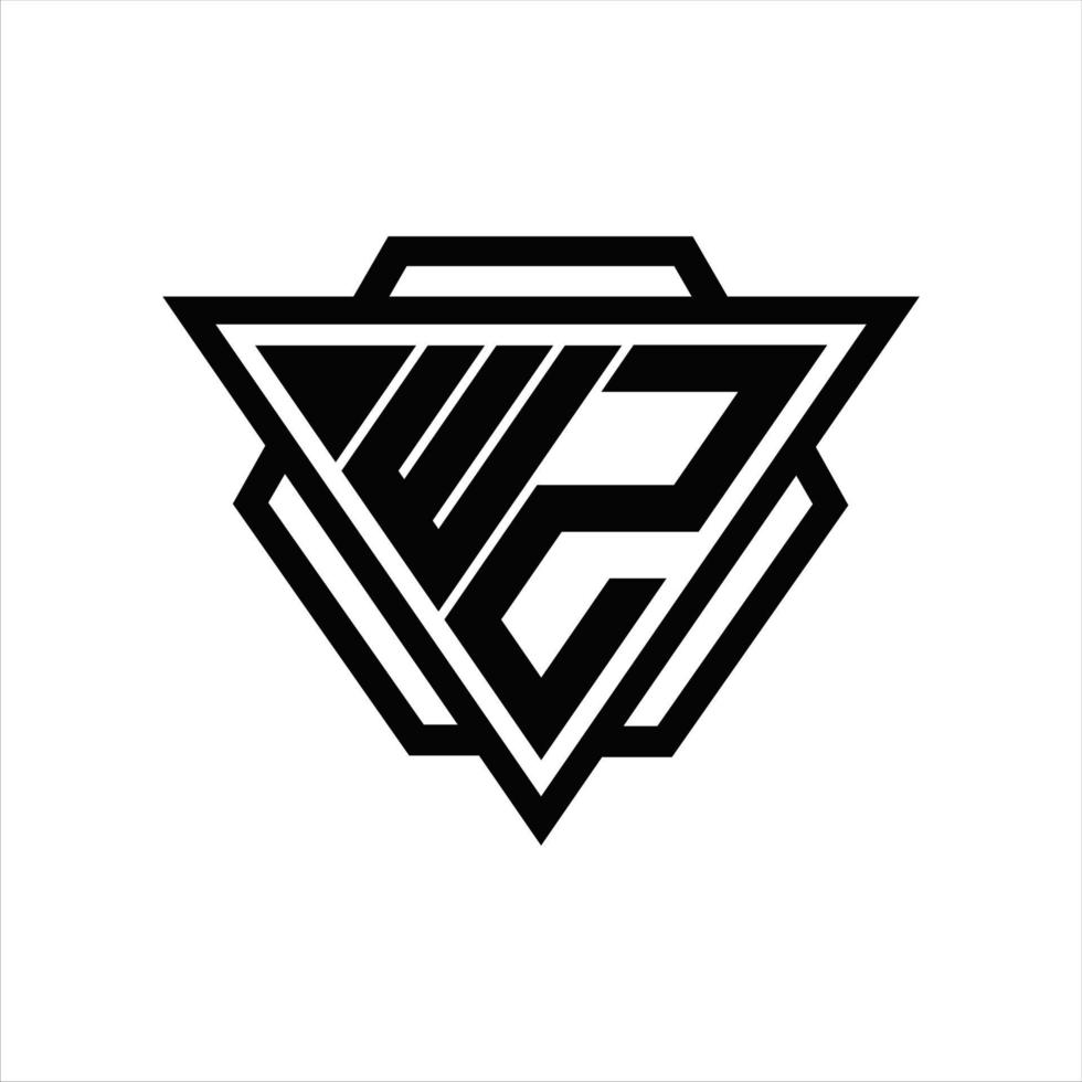 monogramme logo wz avec modèle triangle et hexagone vecteur