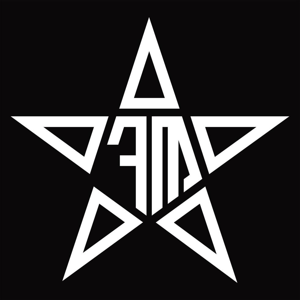 monogramme du logo fm avec modèle de conception en forme d'étoile vecteur