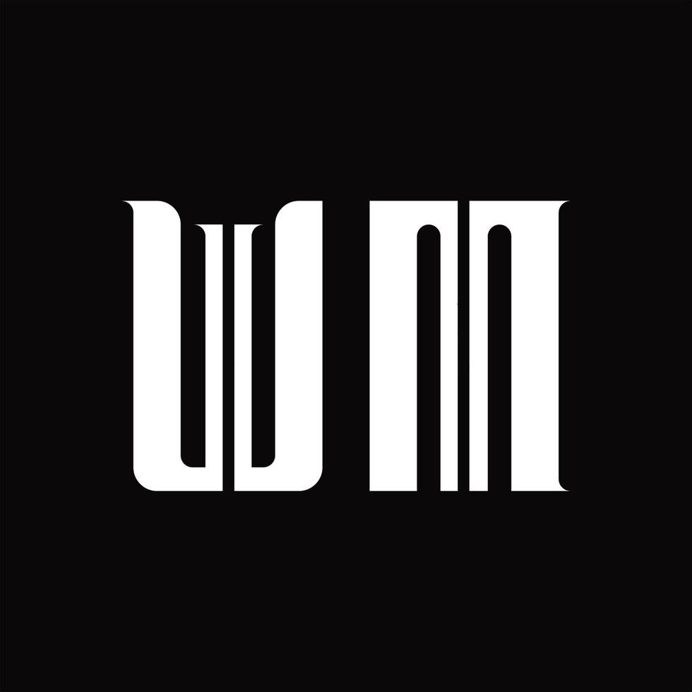 monogramme de logo wm avec modèle de conception de tranche moyenne vecteur