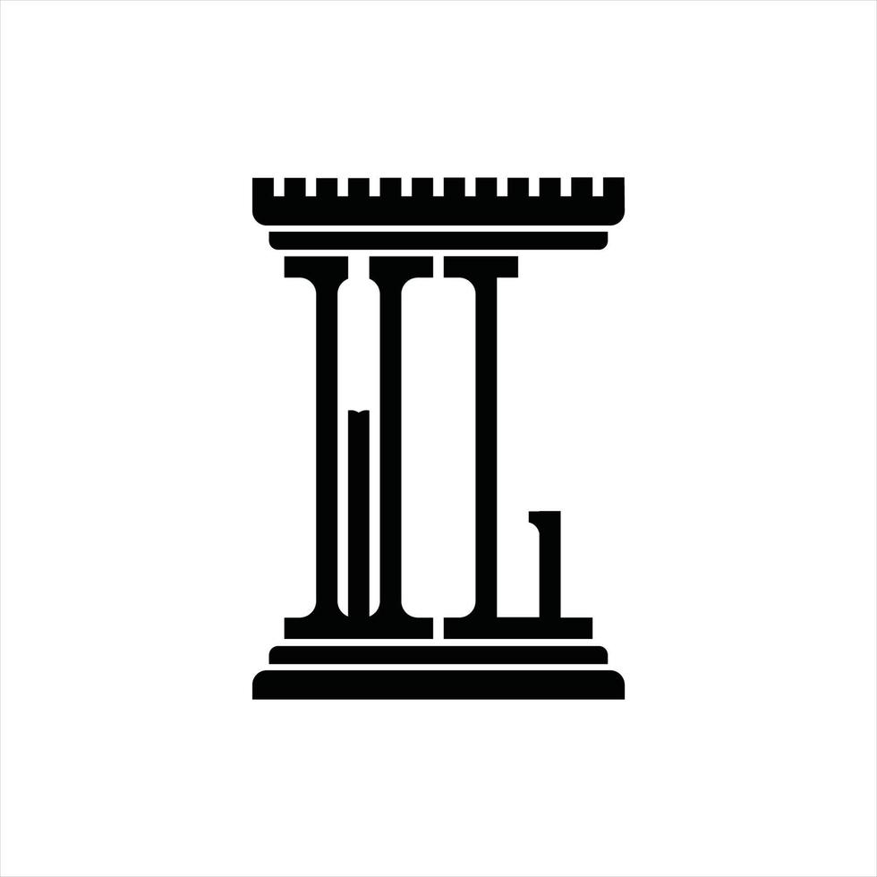 monogramme logo wl avec modèle de conception en forme de pilier vecteur