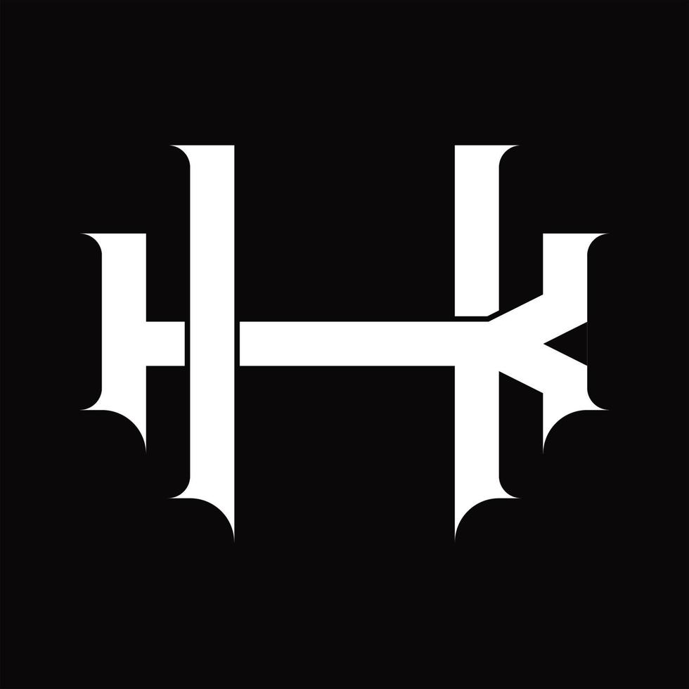 monogramme de logo kh avec modèle de conception de style lié superposé vintage vecteur