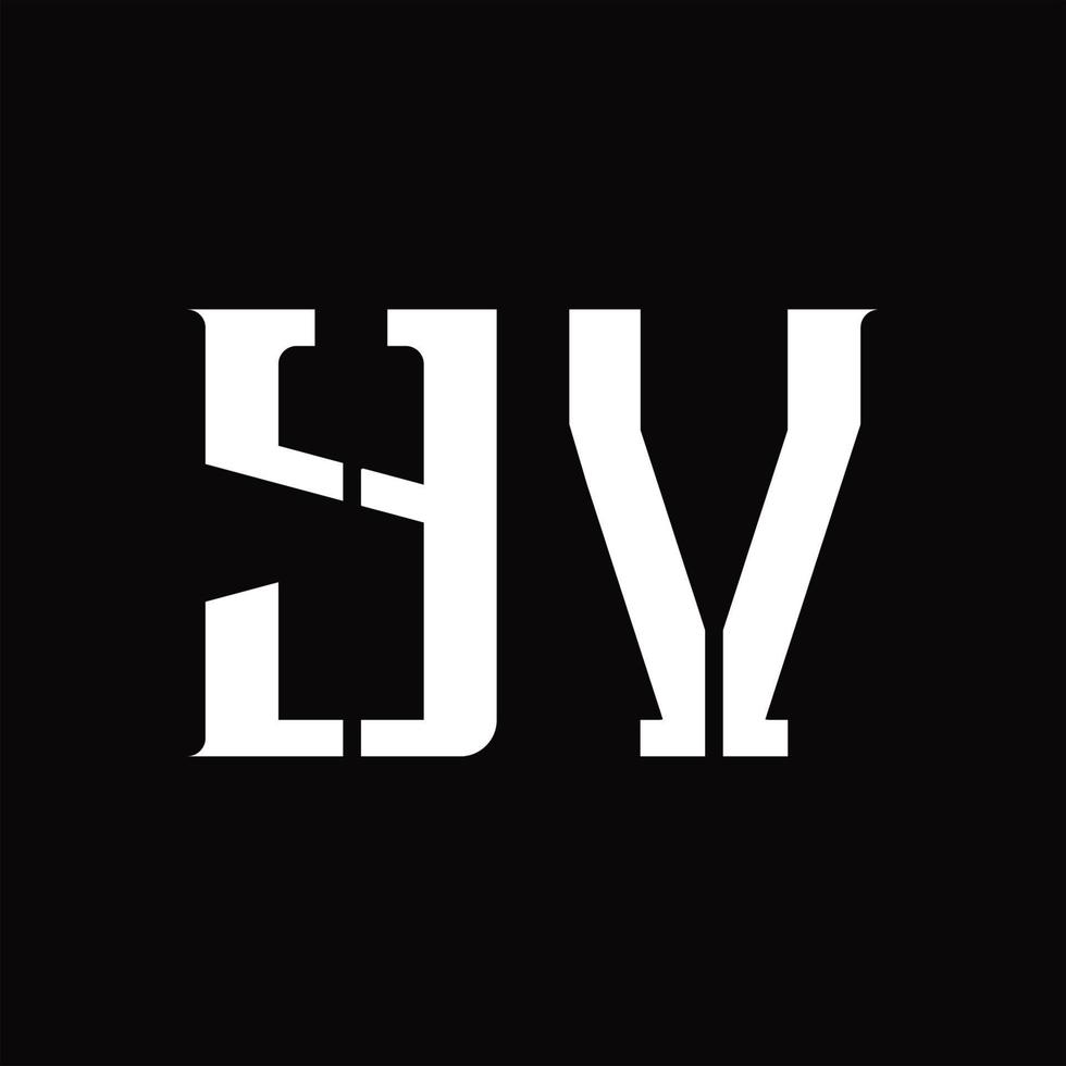 monogramme du logo yv avec modèle de conception de tranche moyenne vecteur
