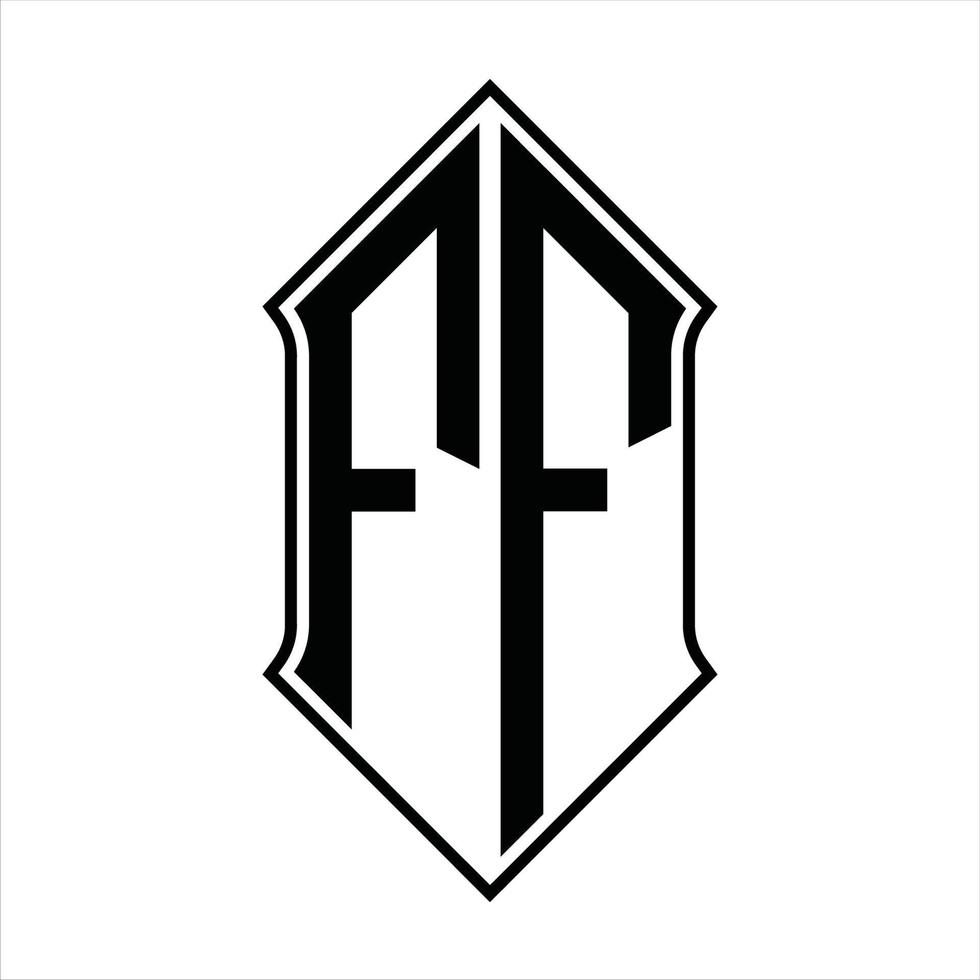 monogramme de logo ff avec forme de bouclier et modèle de conception de contour icône vectorielle abstraite vecteur