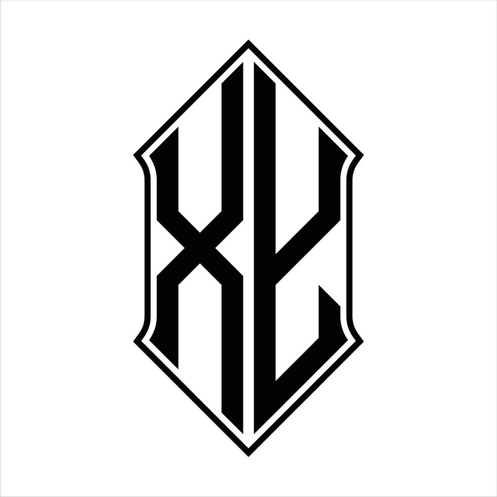 monogramme de logo xy avec forme de bouclier et modèle de conception de contour icône vectorielle abstraite vecteur