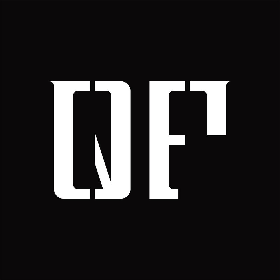 monogramme de logo qf avec modèle de conception de tranche moyenne vecteur