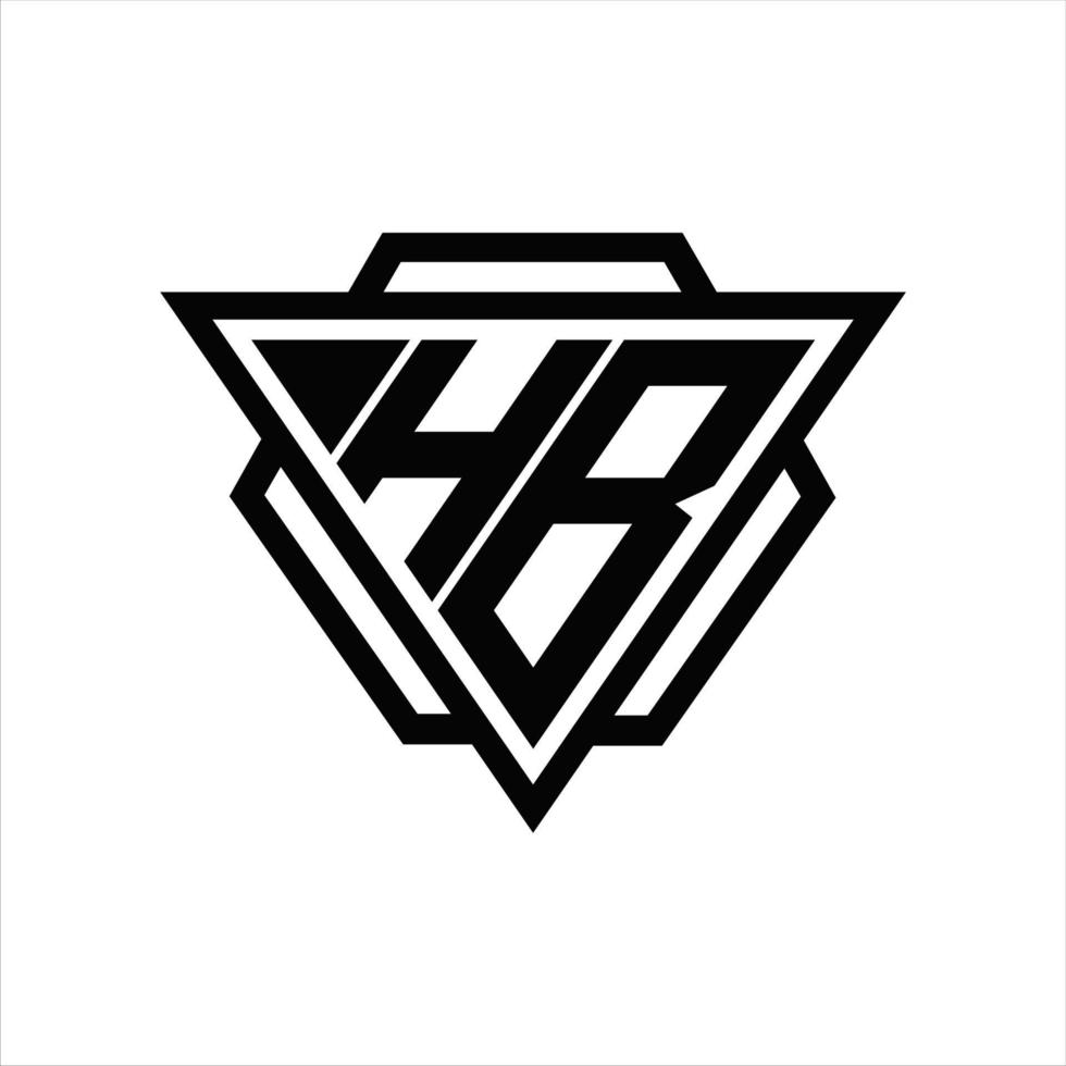 monogramme du logo hb avec modèle triangle et hexagone vecteur