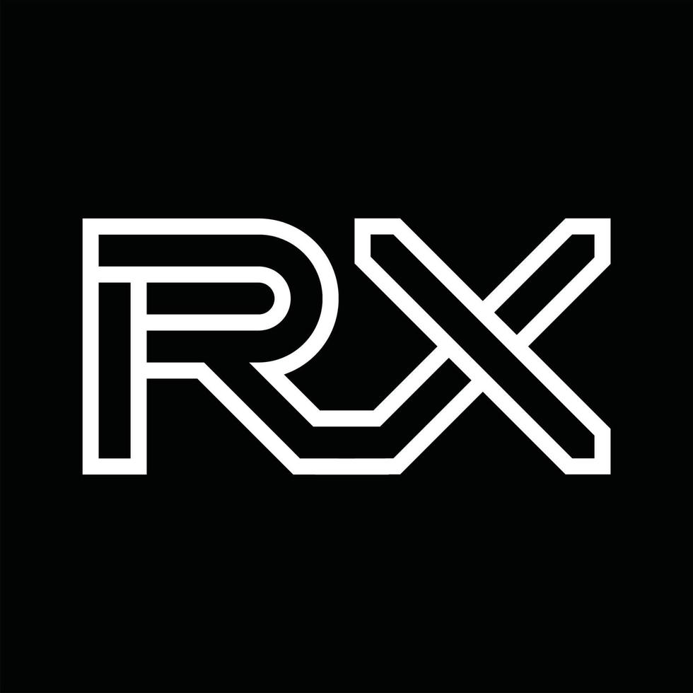 monogramme du logo rx avec espace négatif de style de ligne vecteur