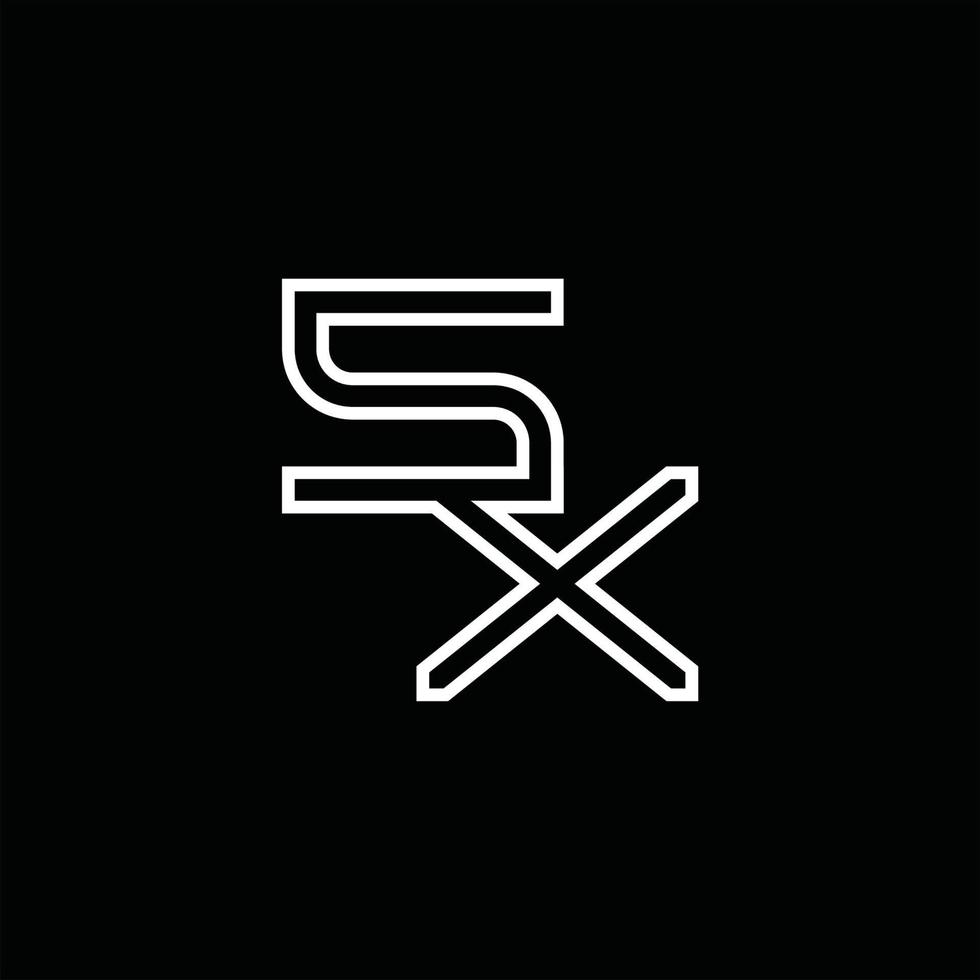 monogramme de logo sx avec modèle de conception de style de ligne vecteur