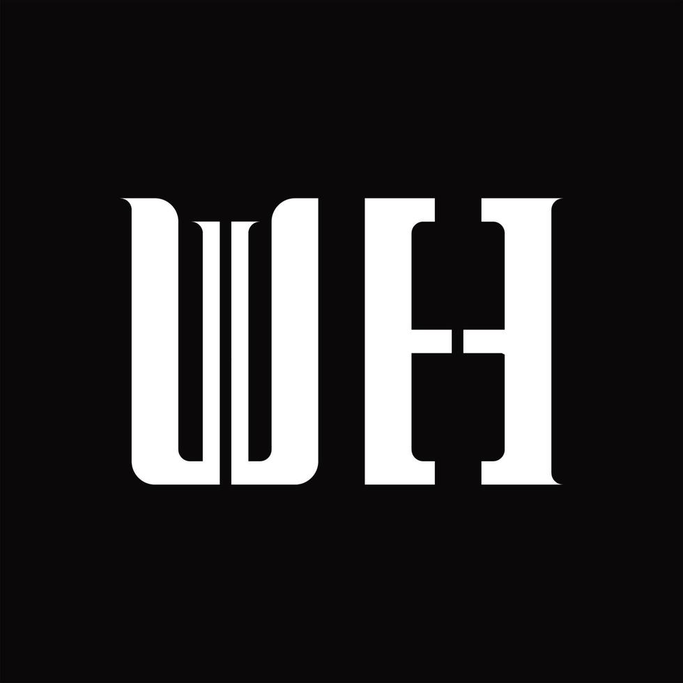 monogramme de logo wh avec modèle de conception de tranche moyenne vecteur