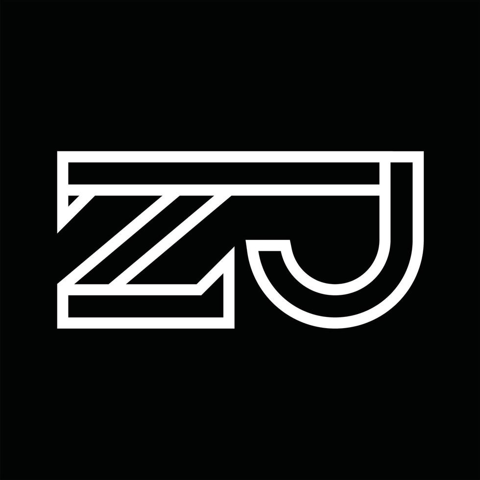 monogramme du logo zj avec espace négatif de style de ligne vecteur