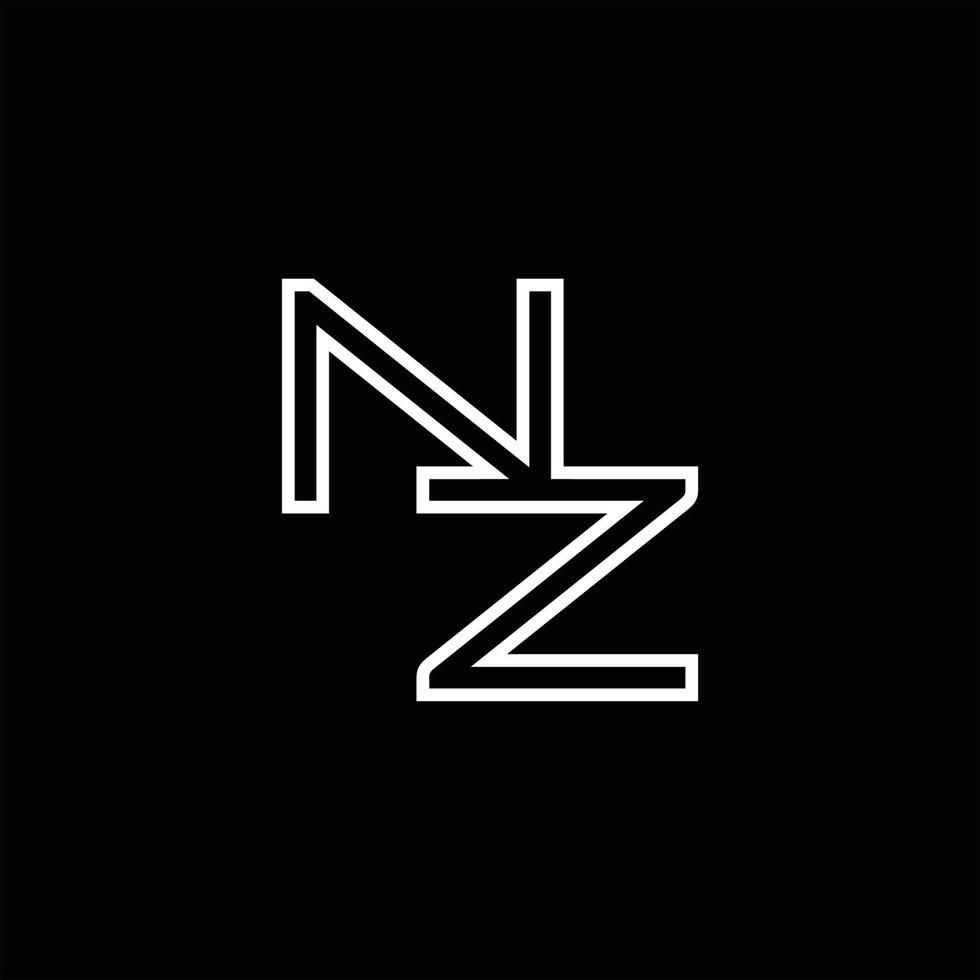 monogramme du logo nz avec modèle de conception de style de ligne vecteur