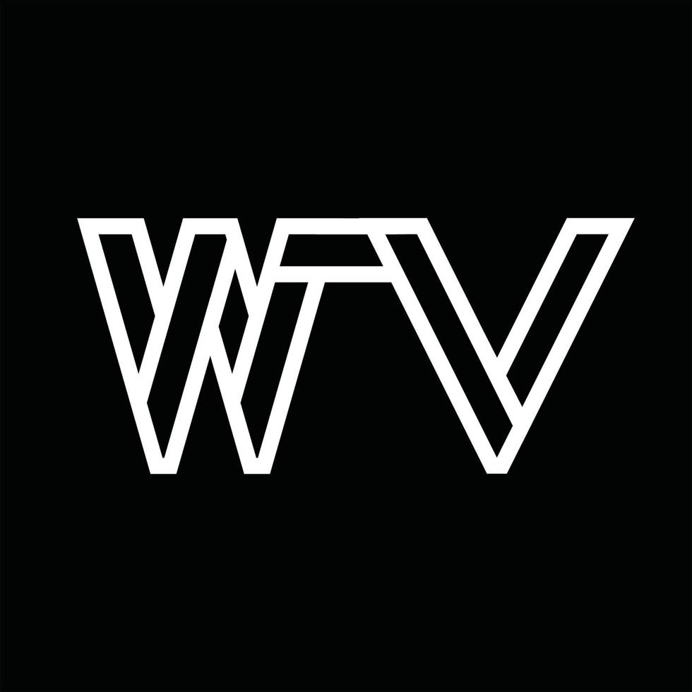 monogramme du logo wv avec espace négatif de style de ligne vecteur