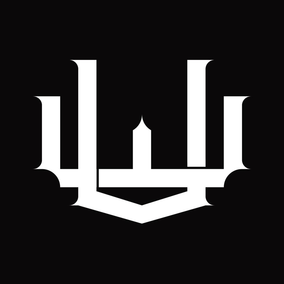 monogramme de logo wv avec modèle de conception de style lié superposé vintage vecteur