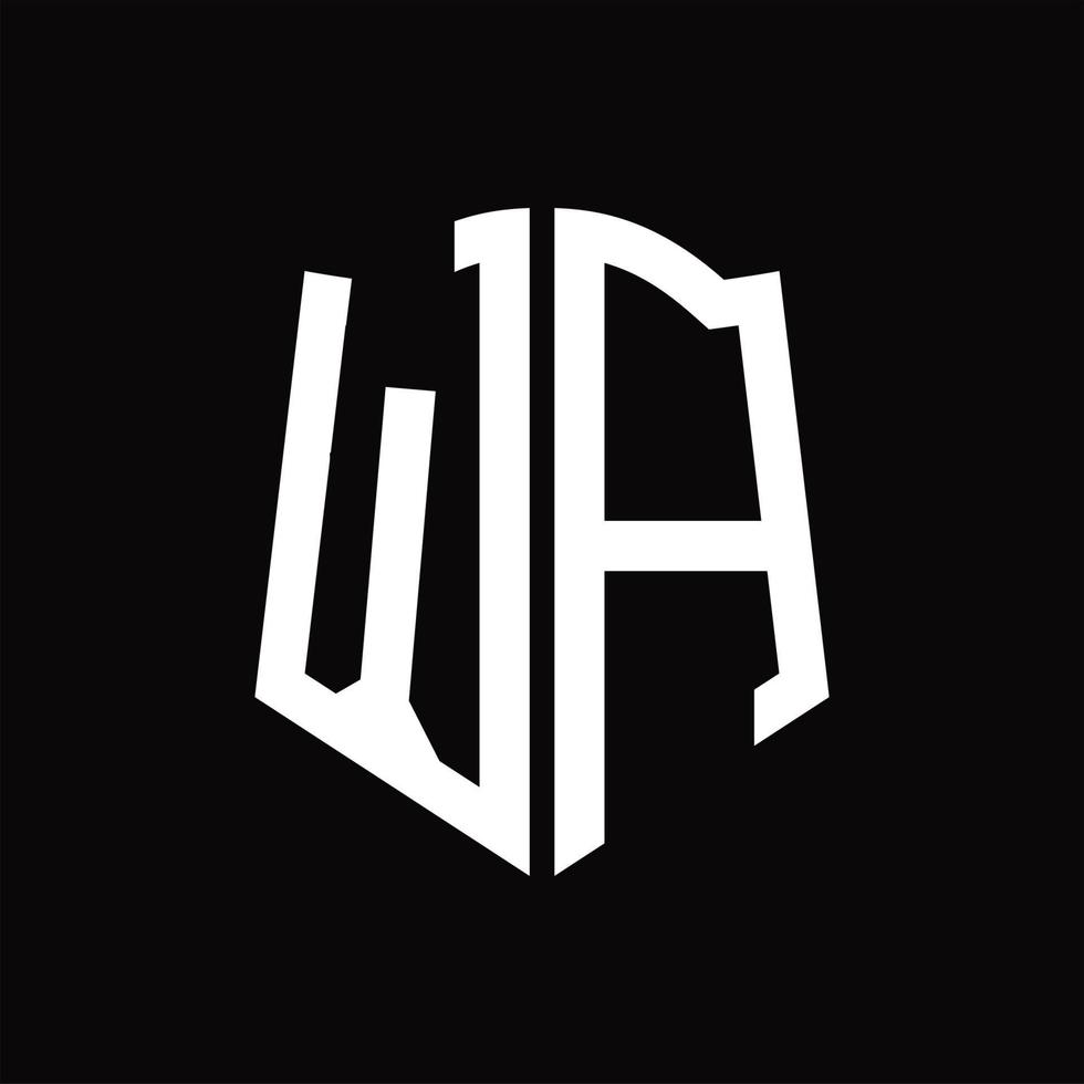 monogramme de logo wa avec modèle de conception de ruban en forme de bouclier vecteur