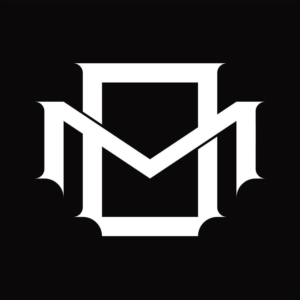 monogramme de logo mo avec modèle de conception de style lié superposé vintage vecteur