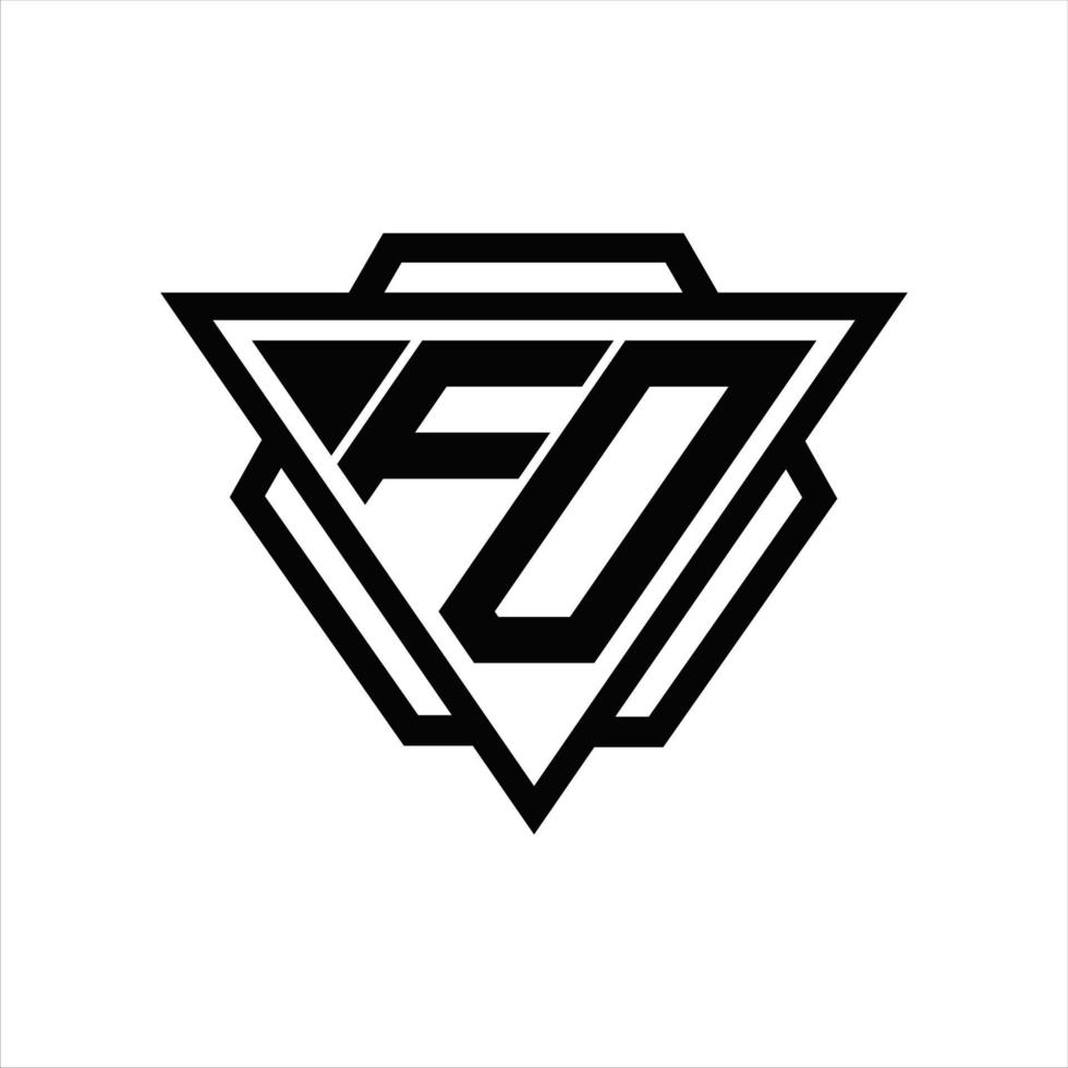 monogramme du logo fd avec modèle triangle et hexagone vecteur