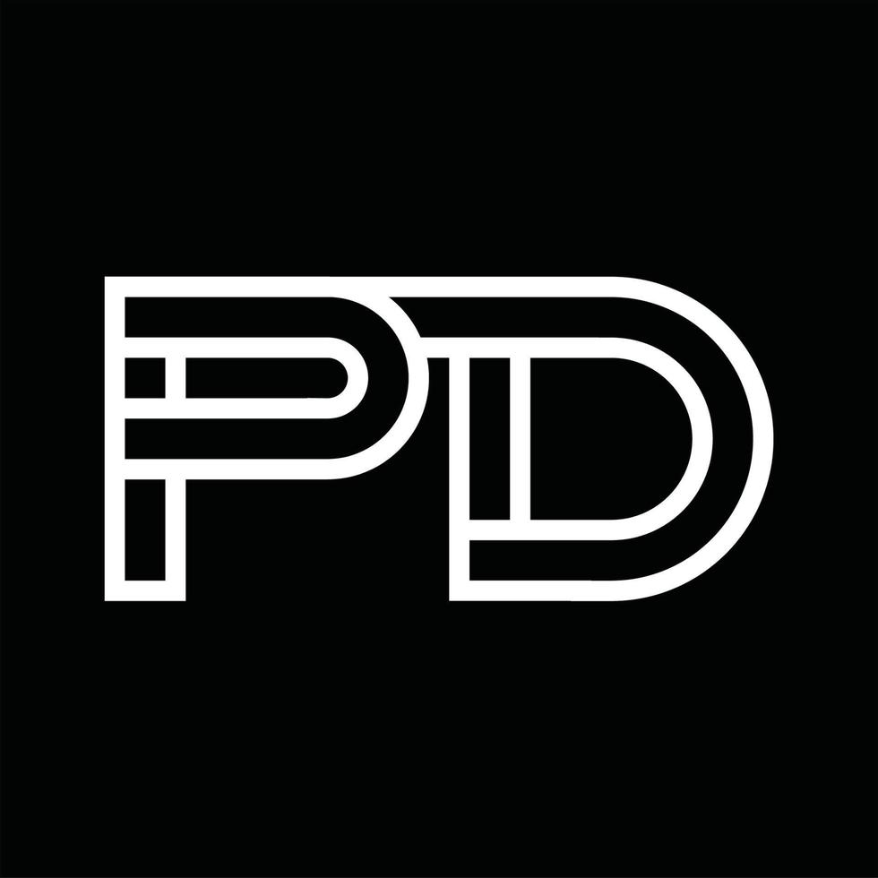 monogramme du logo pd avec espace négatif de style de ligne vecteur