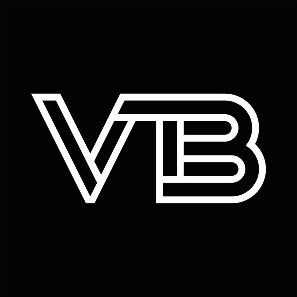 monogramme du logo vb avec espace négatif de style de ligne vecteur