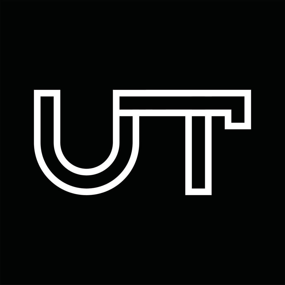 monogramme du logo ut avec espace négatif de style de ligne vecteur