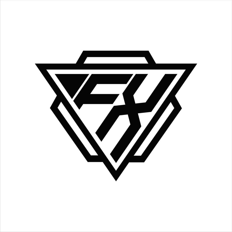 monogramme de logo fx avec modèle triangle et hexagone vecteur