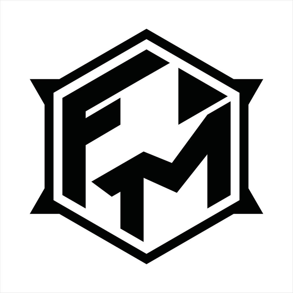 modèle de conception de monogramme logo fm vecteur