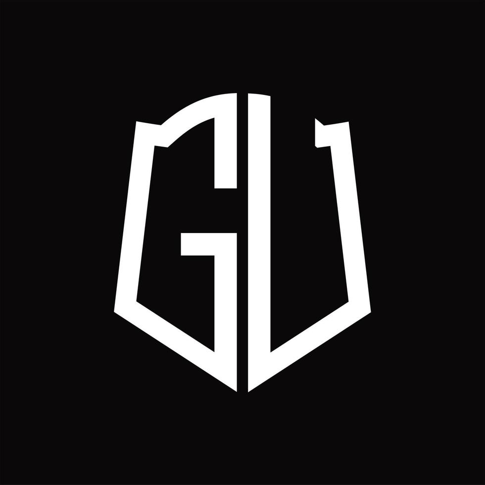 monogramme du logo gu avec modèle de conception de ruban en forme de bouclier vecteur