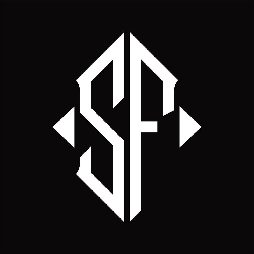 monogramme de logo sf avec modèle de conception isolé en forme de bouclier vecteur