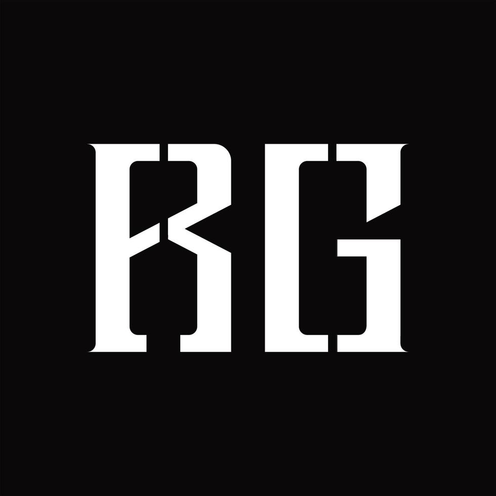 monogramme du logo rg avec modèle de conception de tranche moyenne vecteur