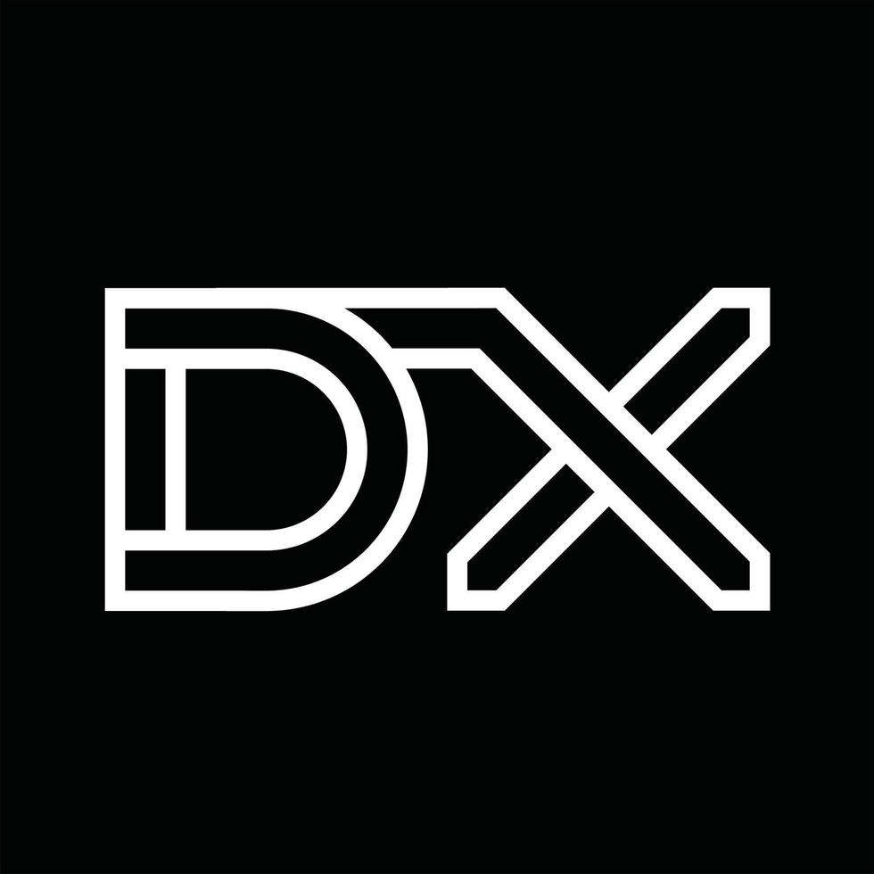 monogramme du logo dx avec espace négatif de style de ligne vecteur